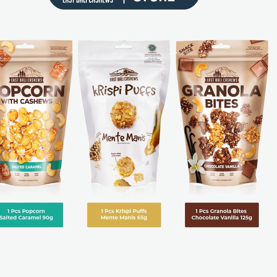 

➟Harga Murah Bites Chocolate Vanilla, Popcorn Caramel & Krispi Puffs Mente Manis 53 ➟