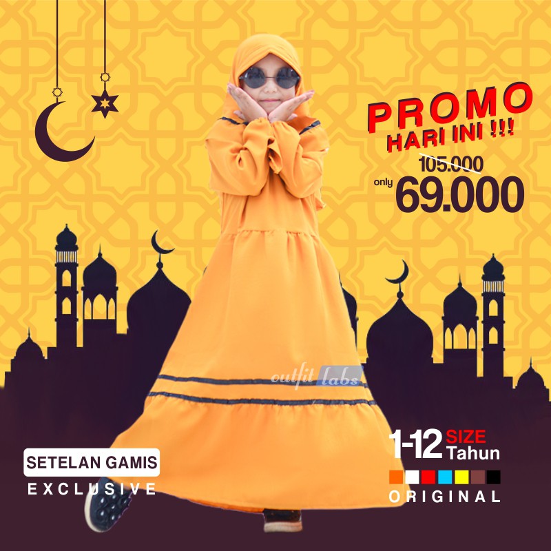 Gamis Anak Perempuan Busana Muslim Anak Tanggung Setelan Muslim Anak