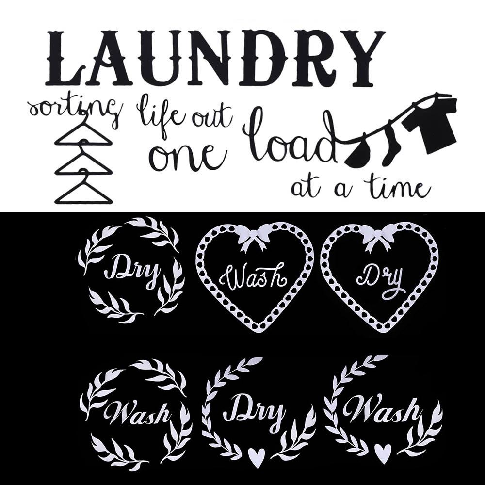 Populer Laundry Room Decal Art Wash Dry Removable Simbol Ornamen Mencuci|Sign Pengering Mesin Cuci