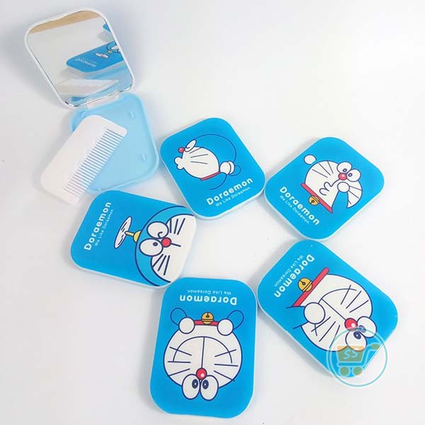 CERMIN SISIR DORAEMON KOTAK PERALATAN DANDAN MAKE UP PERLENGKAPAN CEWE