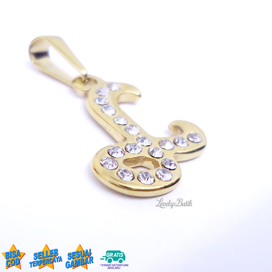 Lovelybutik Liontin Titanium Anti Karat Liontin Huruf L Klasik Silver Gold