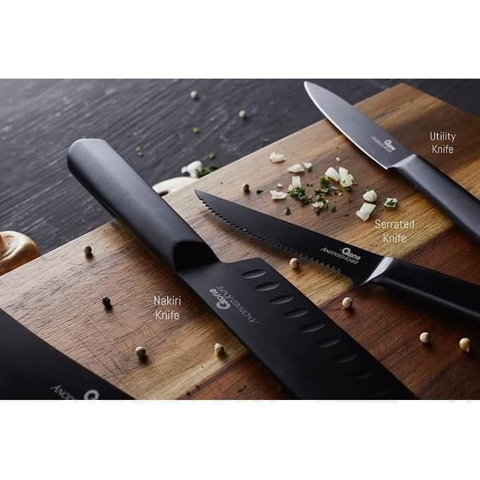 Oxone OX-61E UTILITY Knife StainlessSteel Pisau Dapur, Pisau Sayur, Pisau Daging Full Black Anodized