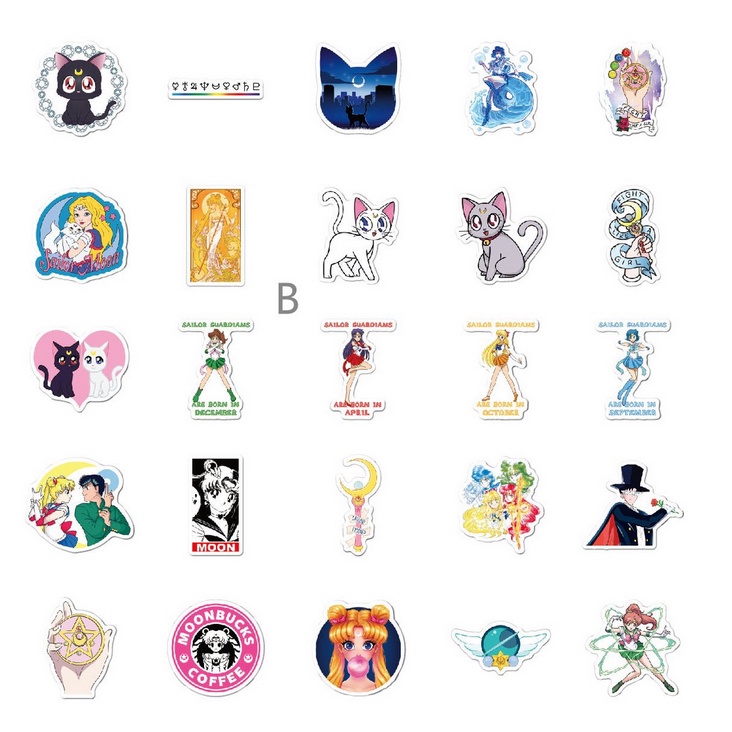 A6015 STICKER 10PCS (SAILOR MOON) anti air notebook scrapbook label tempel motif kartun superhero super hero unik lucu atk alat tulis kantor murah viral termurah kartun komputer leptop handphone hp smartphone koper laptop tembok kulkas disney anime