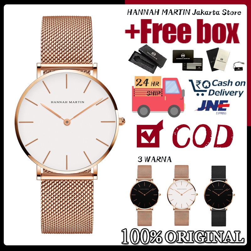 Hannah Martin Jam Tangan Wanita 100% Original Tahan air CEWEK Quartz Perempuan Arloji cewe Tangan