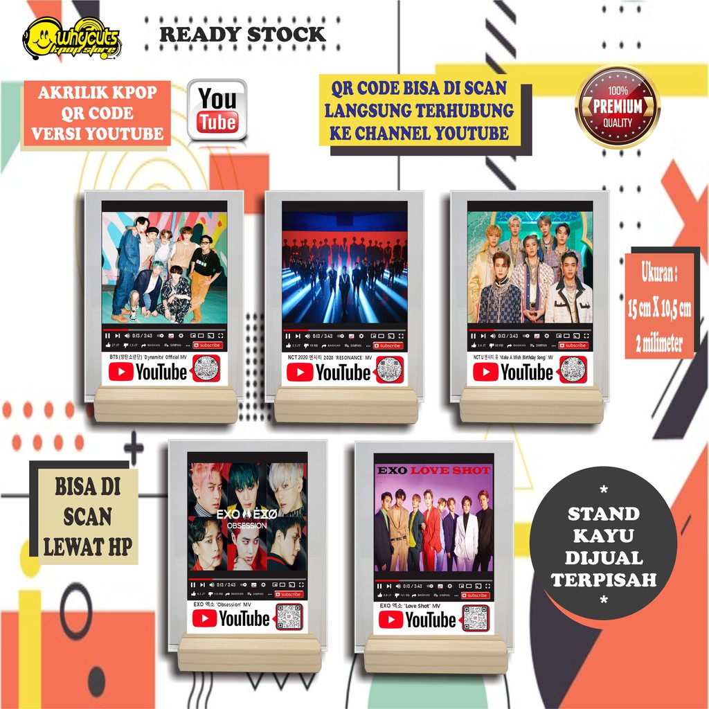 AKRILIK KPOP QR CODE YOUTUBE SCAN (READY STOK) BARU...