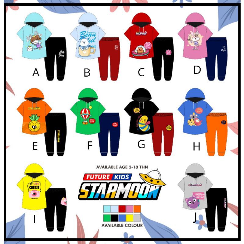 kaos hoodie starmoon/hoodie anak/setelan hoodie/setelan joger/setelan kaos anak perempuan/joger anak
