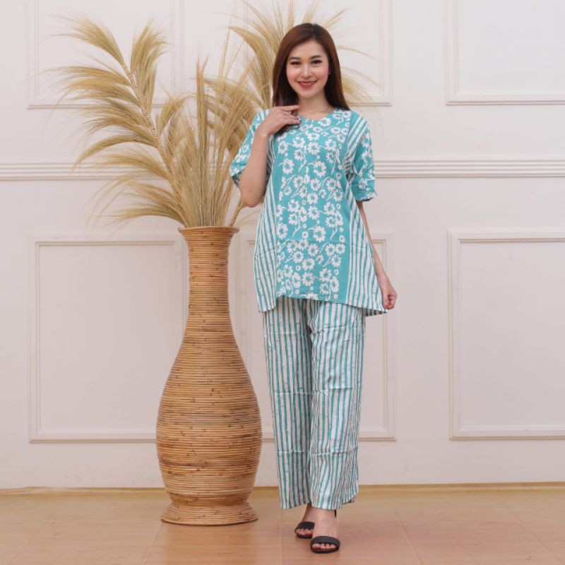 STELAN BATIK SOFT. CELANA PANJANG LENGAN PENDEK BABY DOL TERBARU RAYON HALUS BUSUI