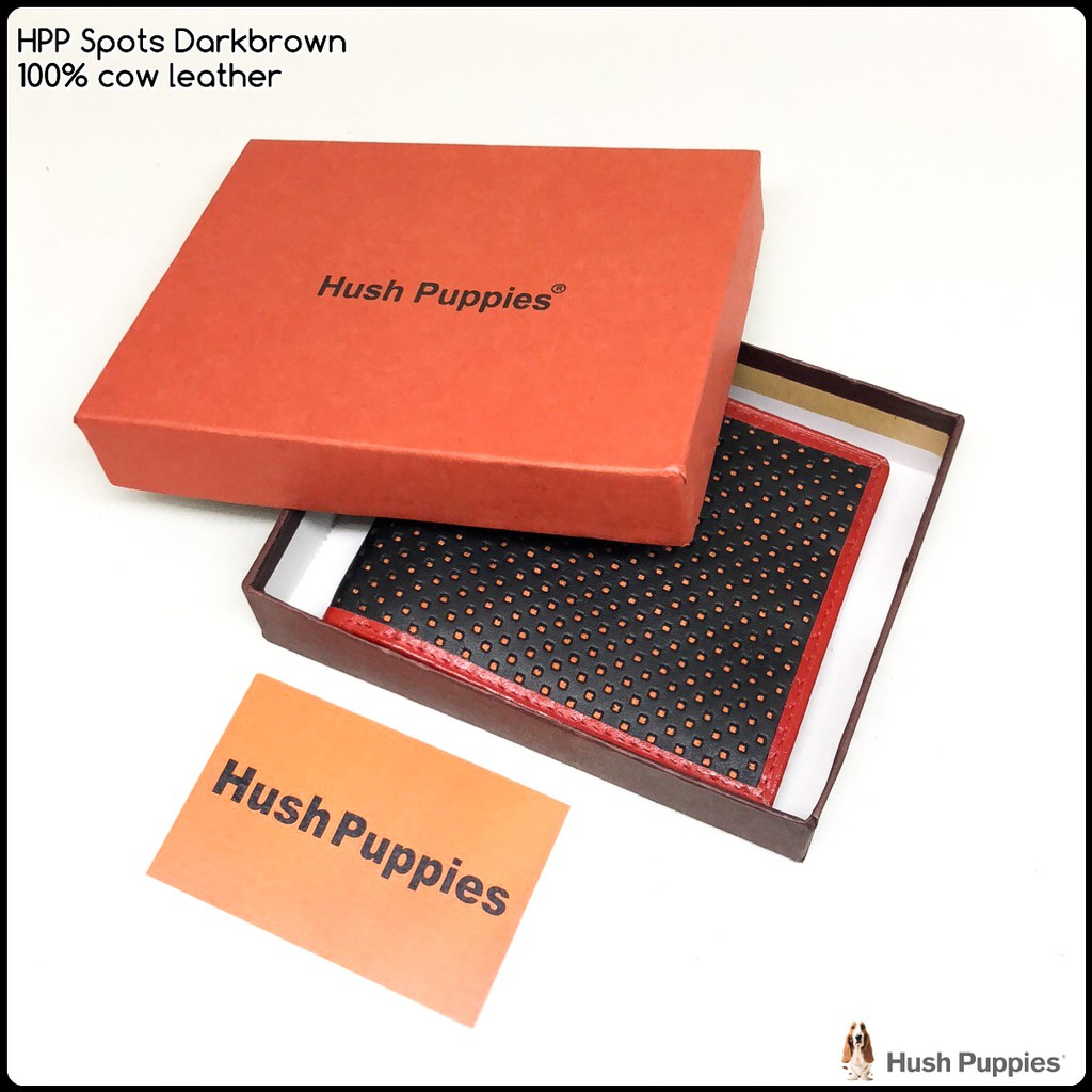 dompet kulit hushpuppies spots darkbrown premium bahan kulit sapi asli