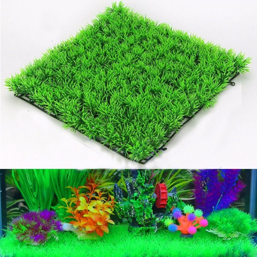 Rumput HALUS Sintetis Hiasan Plastik Dekorasi Aquarium Aquascape 25x25