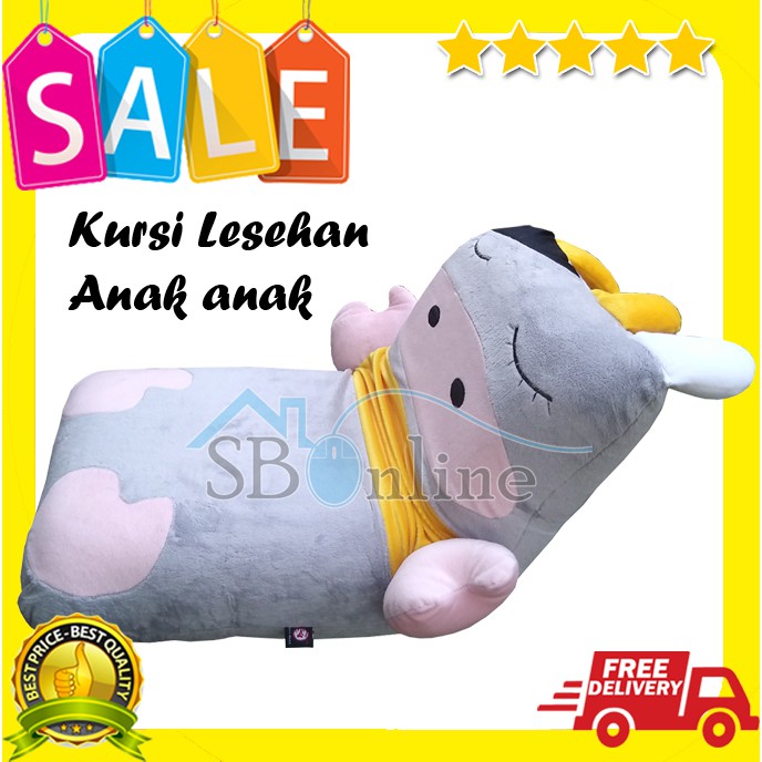 Kursi Lesehan Lipat Lantai Santai Import Anak Hello Kitty Panda Raccoon Cow Dll