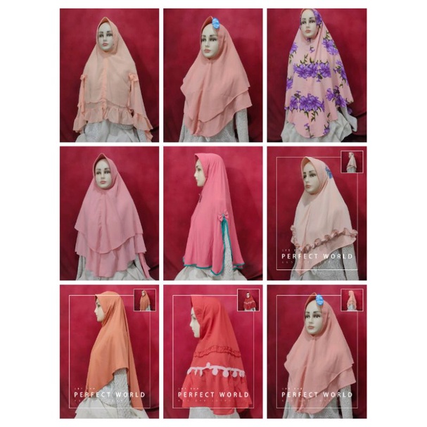 kumpulan hijab instan dan khimar warna peach / salem / orange / blewah
