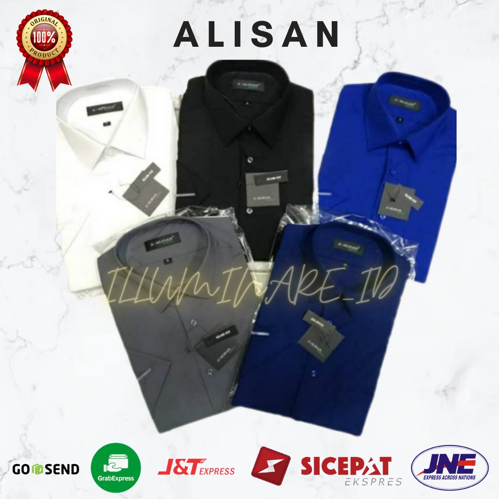 ALISAN KEMEJA POLOS PRIA LENGAN PENDEK MODEL REGULAR SIZE 14.5 - 16