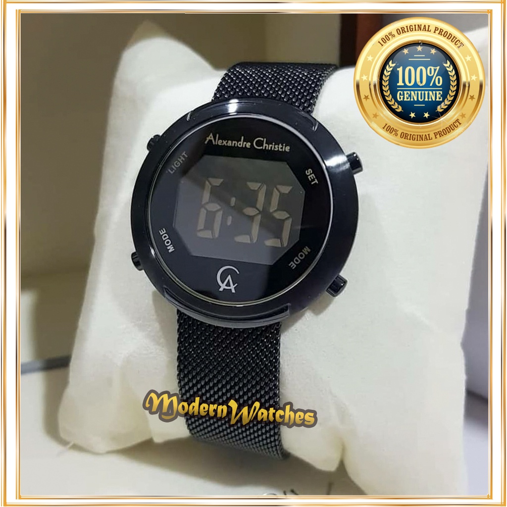 Jam Tangan Original Alexandre Christie AC 9337 Black Rosegold Hitam Grey Wanita Stainless Tali Pasir