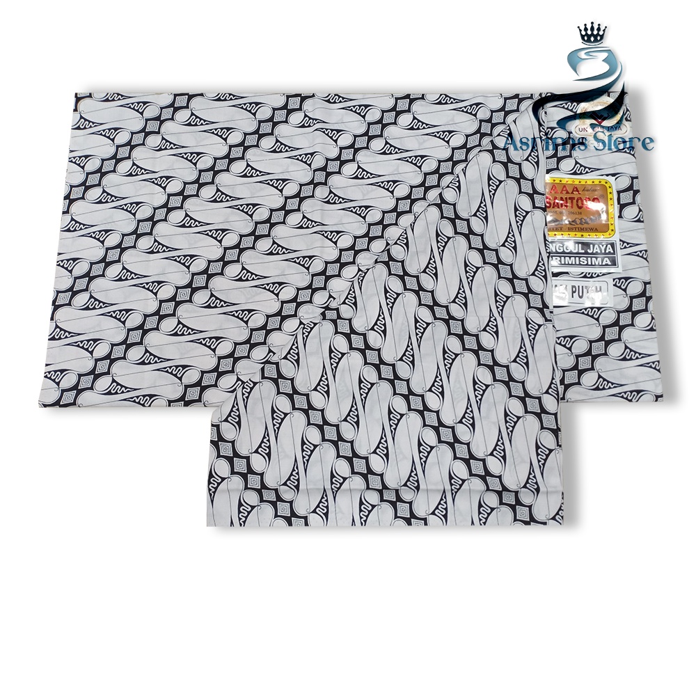 Kain Batik Jogja Jarik Batik Samping Kebat Jogjaan Hitam Putih Santoso AAA Premium Original-12AAA