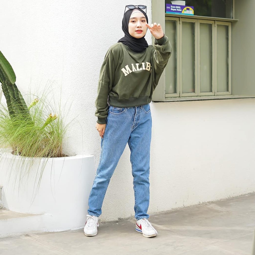 ARMY MALIBU CROP OVERSIZE WANITA - ATASAN CROP PREMIUM