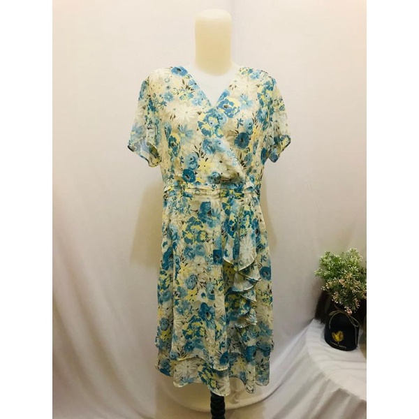 dress bahan sifon motif bunga