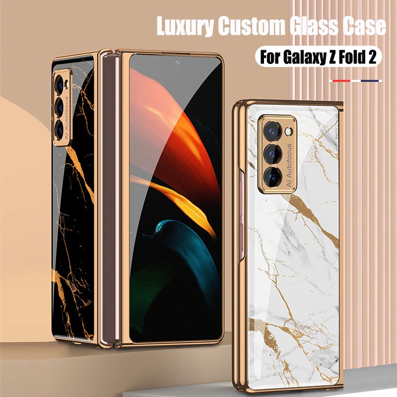 Casing GKK Samsung Galaxy Z Fold 2 Case Marble Pattern Glass Original