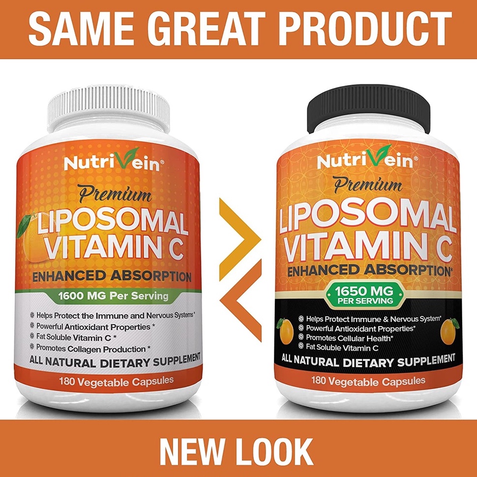 Nutrivein Vitamin C Liposomal 1600mg - 180 Caps High Absorption