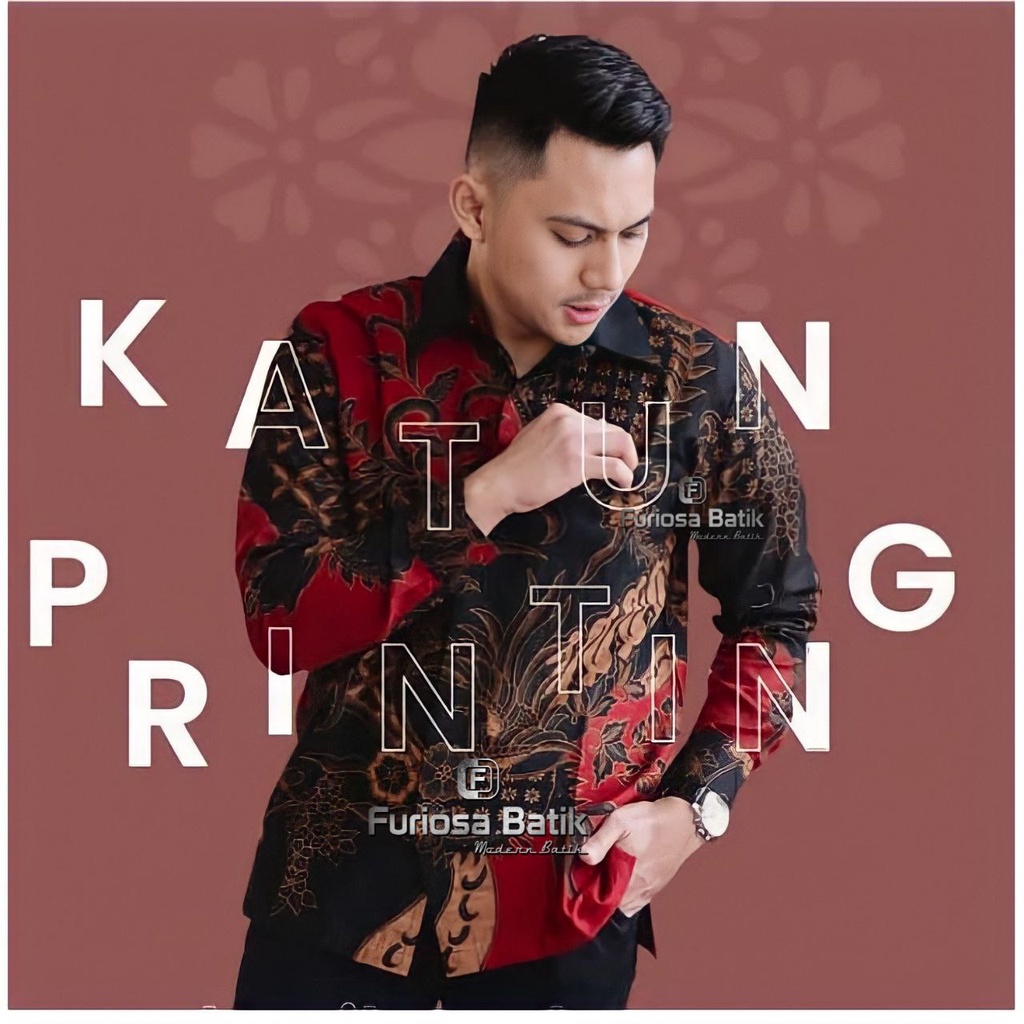 Furiosa Batik MAHESA MERAH Baju Batik Pria Lengan Panjang Batik Premium Modern ukuran size M L XL XXL