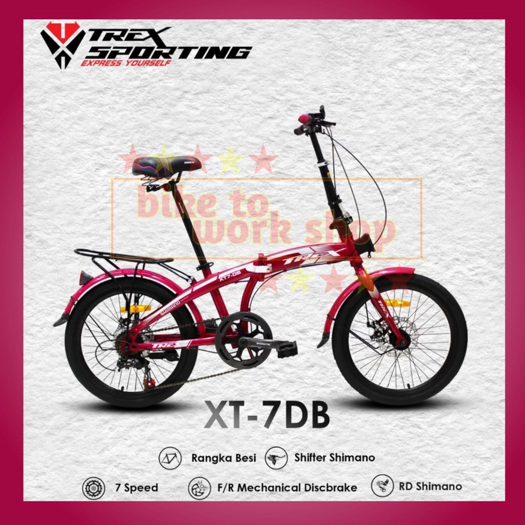 SEPEDA LIPAT TREX XT 7 DB SHIMANO 7 SPEED FOLDING BIKE