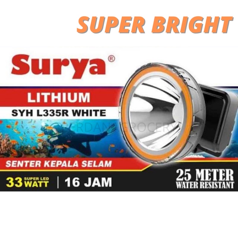 SENTER KEPALA LED 33W DIVING/SNORKLING PROOF BATERAI TAHAN LAMA