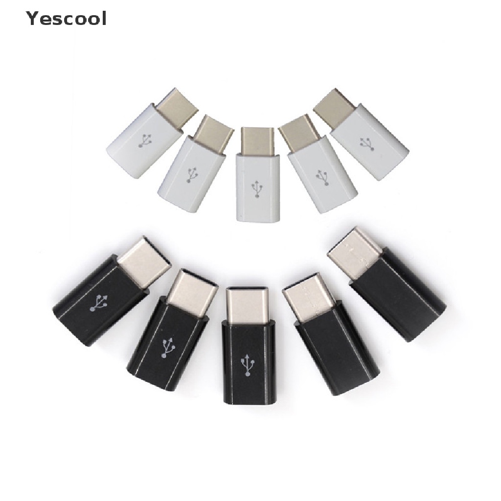 Yescool 5pcs Adapter Konverter USB 3.1 Tipe-C Male Ke Micro USB 3.1