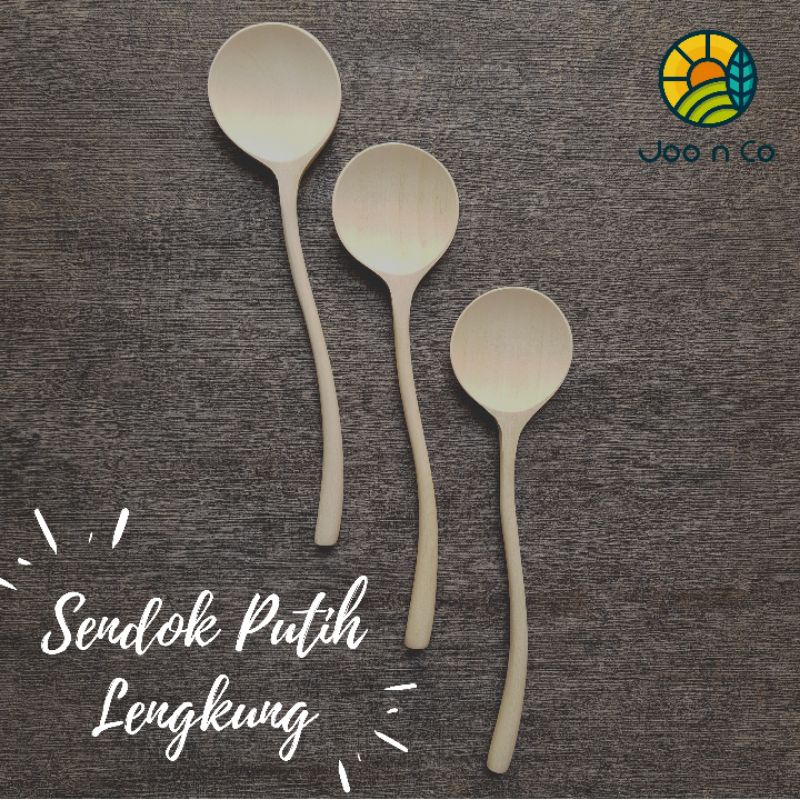 ☀️Joo.n.Co☀️ (HANDMADE!) Sendok Kayu Putih Ulir / Sendok Korea Putih / Sendok Kayu Premium