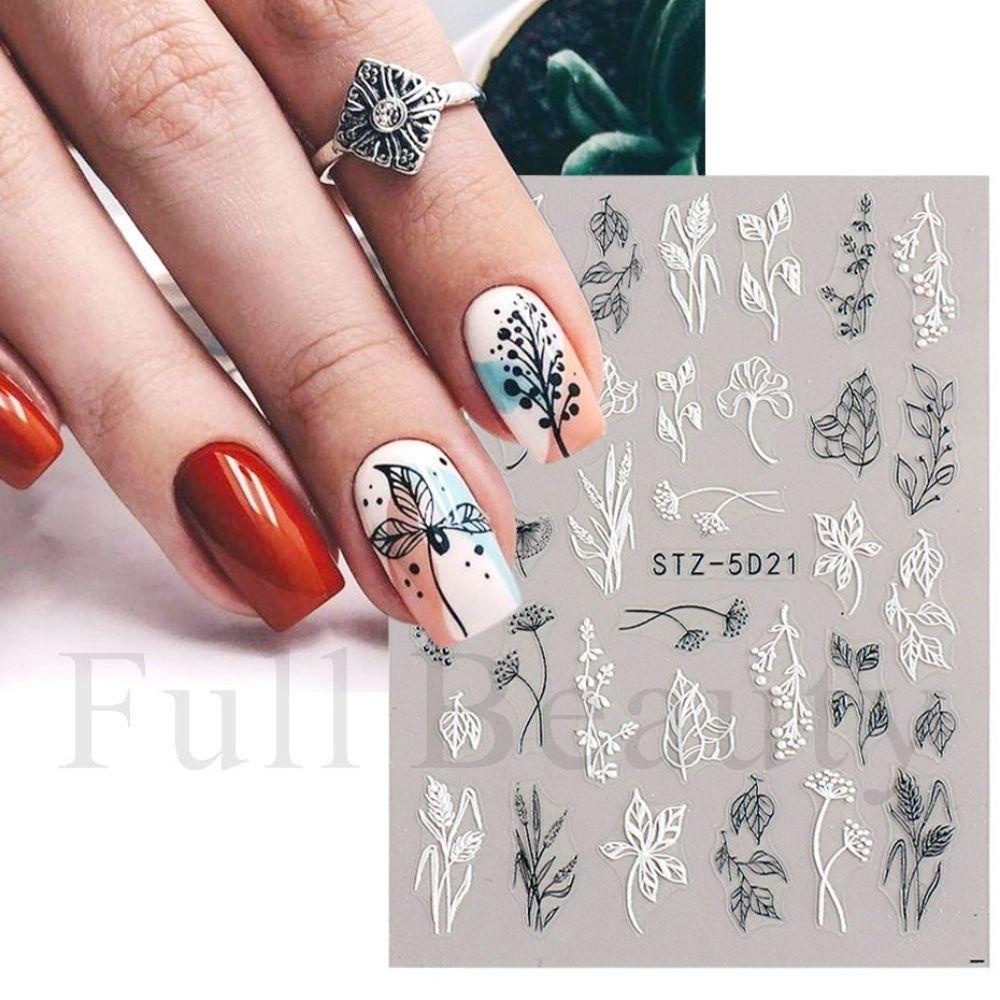 Mxbeauty Self-adhesive Nail Decals Butterfly Hitam Putih Salon Kuku Nail Art Dekorasi Nail Art Sliders Nails Art Decals Manicuring Sticker