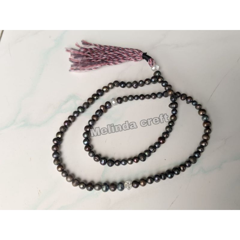 tasbih batu mutiara hitam 7mm tasbih asli perlengkapan sholat