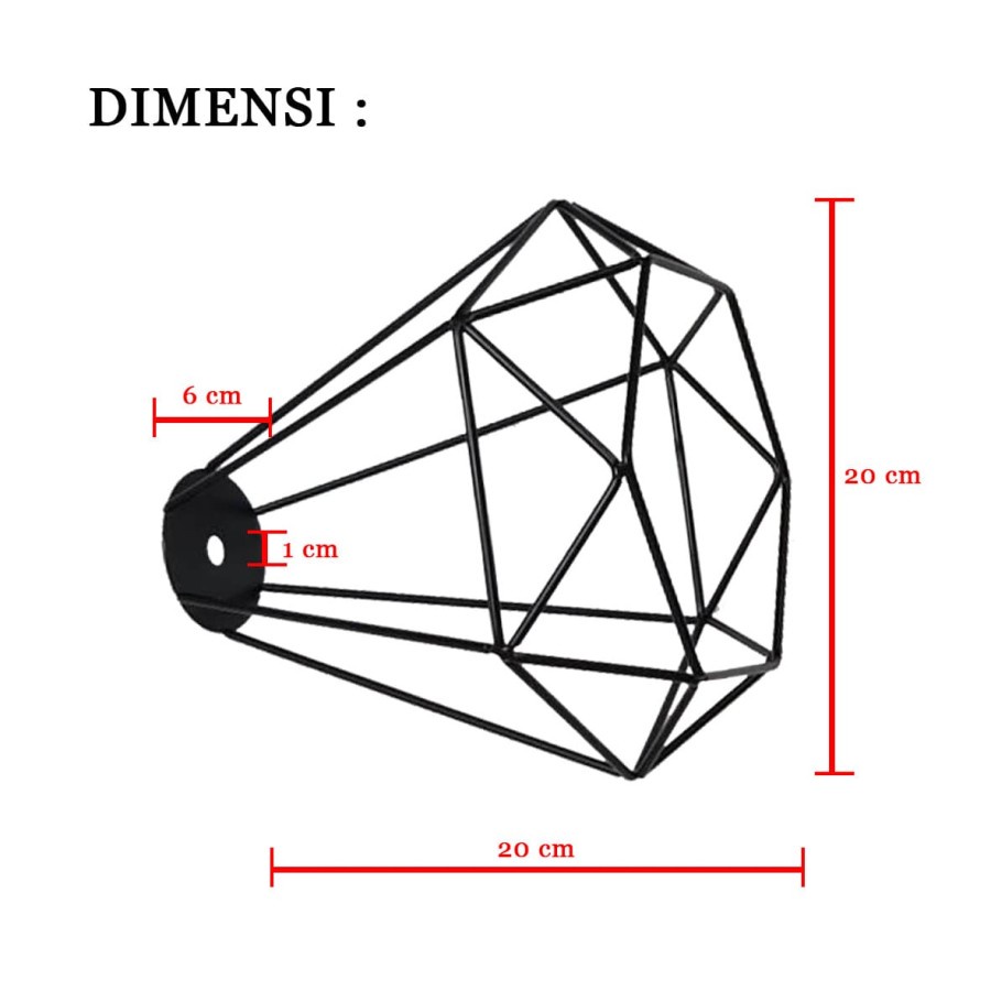 Kap Lampu Gantung Besi Diamond Cafe Vintage ( TANPA FITTING KABEL)