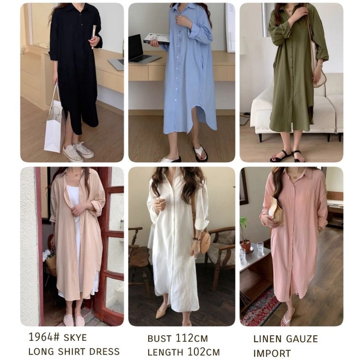 MDLV ~ 1964 Skye Long Shirt Dress Dress model Kemeja Dress Premium Fashion Import