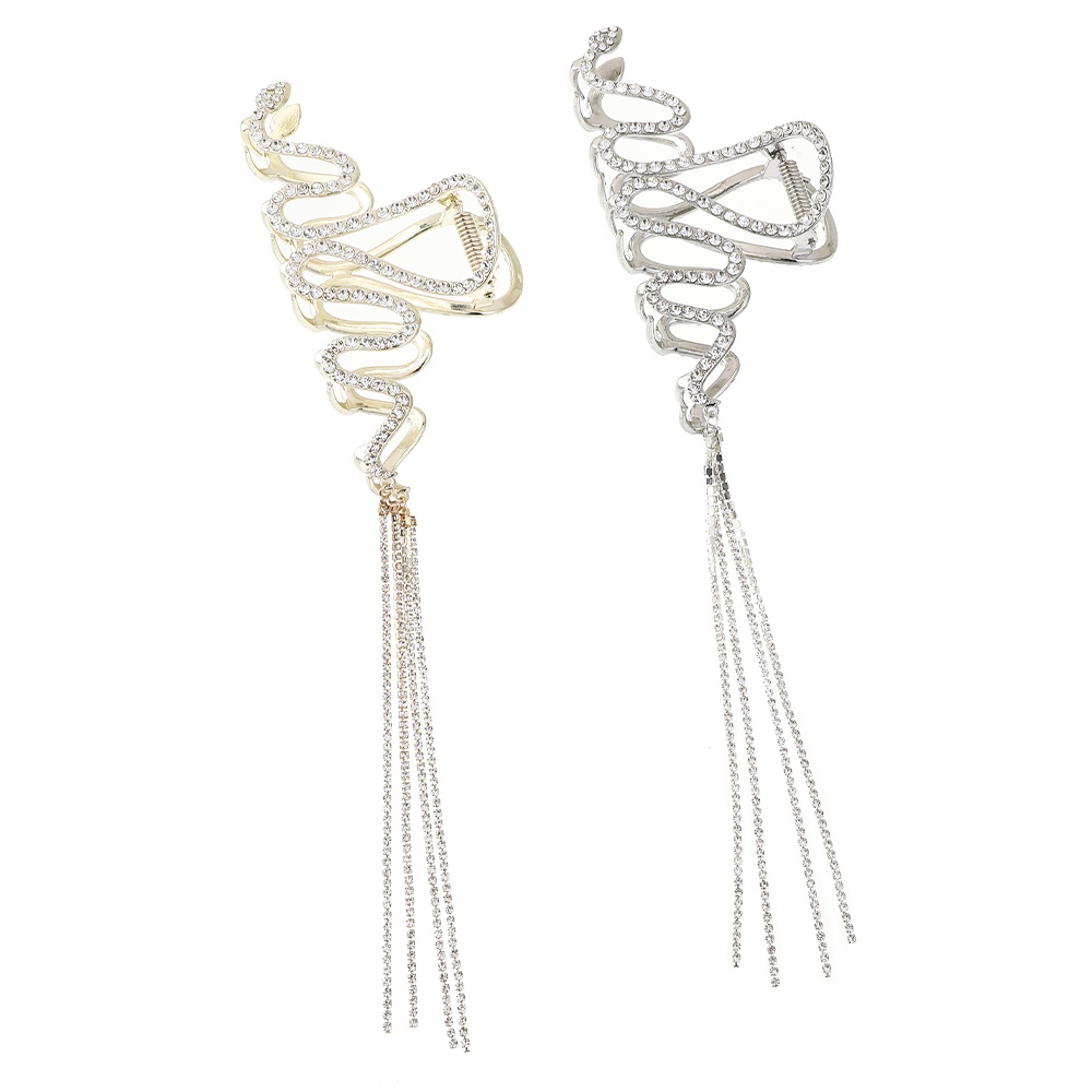 Jepit Rambut Bentuk Hiu Aksen Berlian Imitasi Bahan Metal Untuk Wanita