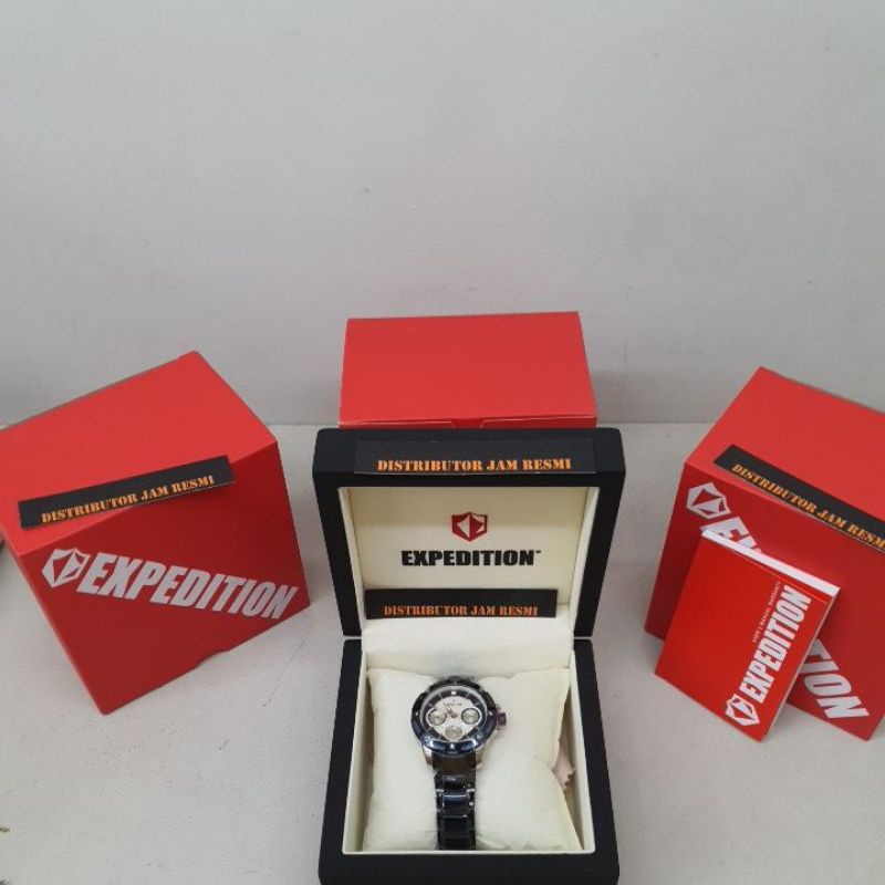 Jam Tangan Wanita Expedition E6760B E 6760 B E6760 B E 6760B Silver Blue Dial White Stainless