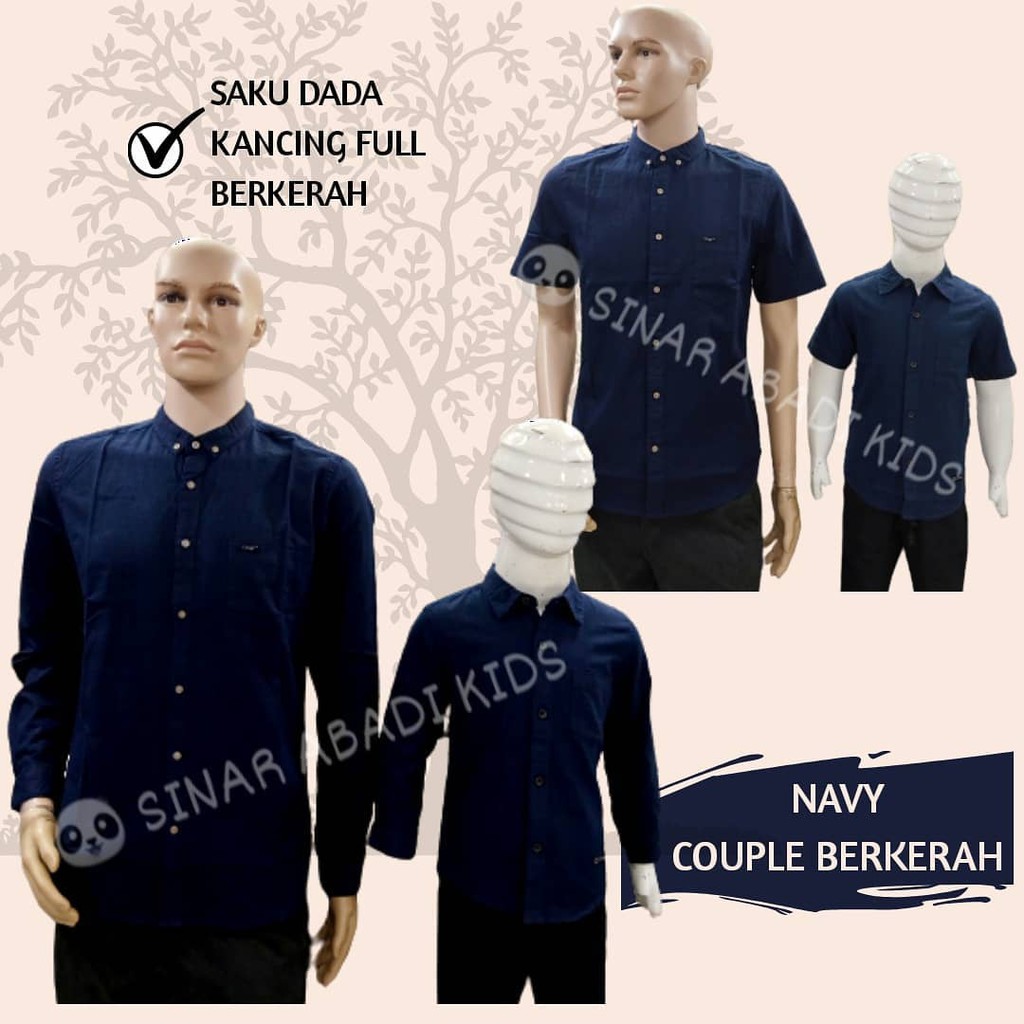 Kemeja KERAH FORMAL ada saku Navy (dewasa/anak)