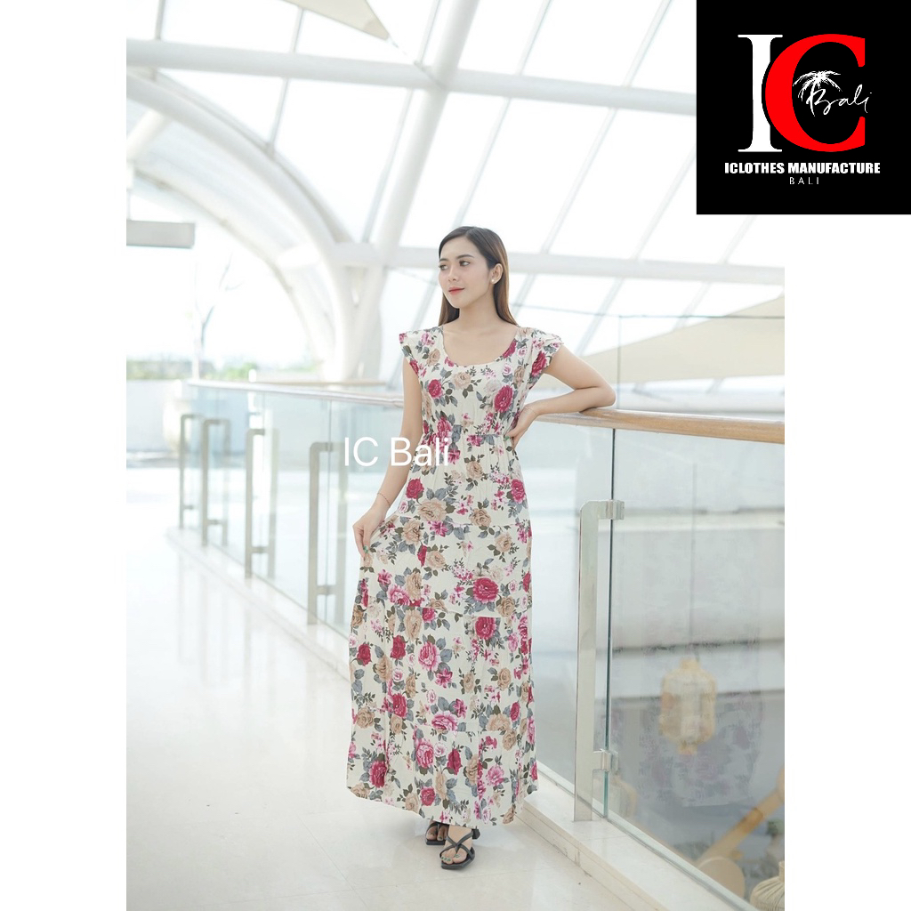 LONG DRESS LAURA PANJANG LP001/LONG DRESS/DRESS BALI/DASTER MURAH/GROSIR DRESS BALI/DRESS MOTIF BUNG