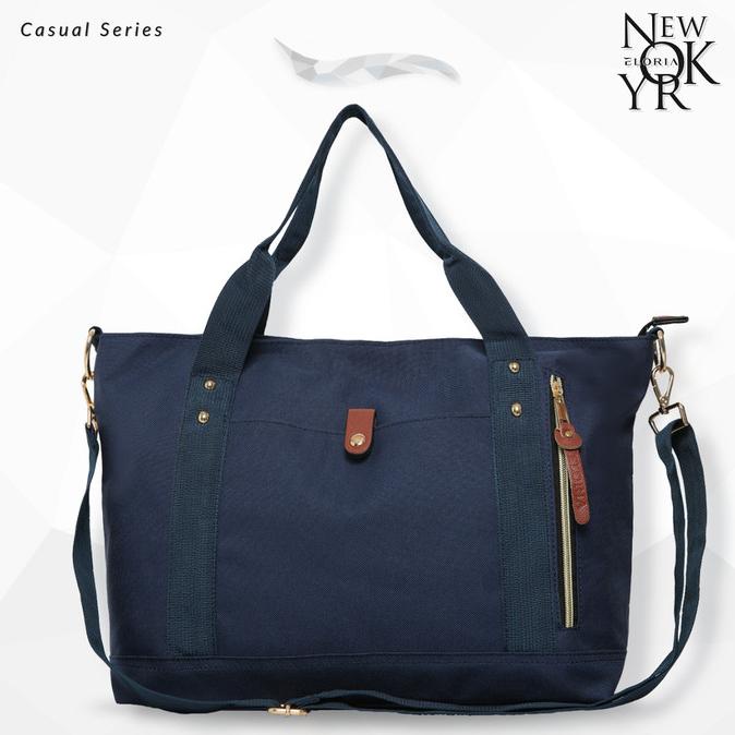 Tas Kerja Wanita Eloria Casual Series - Navy / Biru Dongker