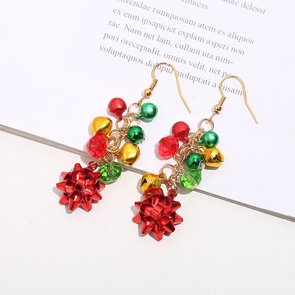 Hu Hu Hu Hu Hu Alat Bantu Pasang Kacamata♡ Set Kalung Gelang Anting Kait Desain Bunga Bell Natal Element Warna-Warni Untuk Wanita