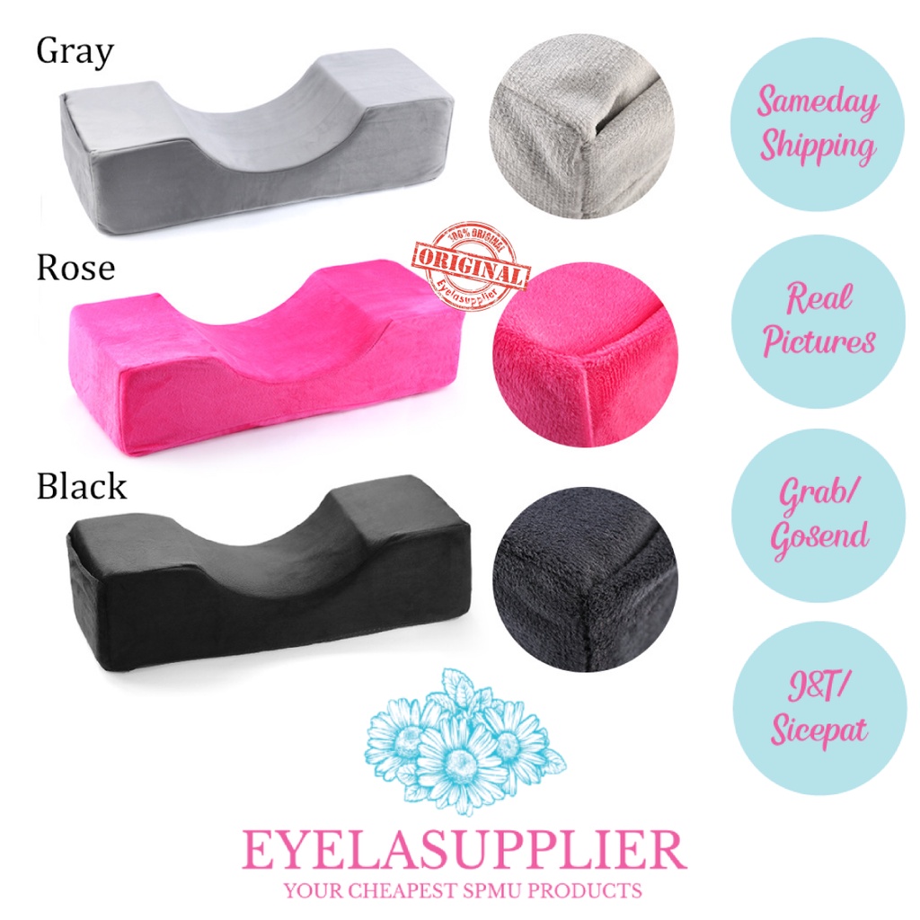 Bantal  U-shape Ergonomis Pillow Eyelash Extension Bentuk U Tatakan Penyangga Leher  Studio Salon Sambung Bulumata Bahan Beludru Flanel Premium Memory Foam Latex Busa