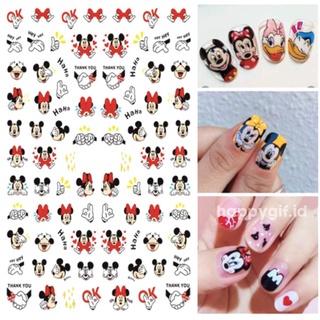 Stiker Kuku Mickey Minnie Stitch Winnie Donald Ultra Thin Nail Tipis Sticker Durable KU032