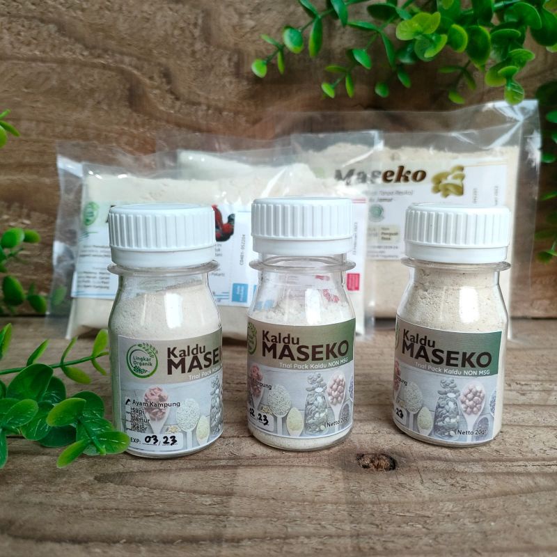 Trial Pack Lingkar Organik Maseko Botol 20gr Kaldu Non MSG Maseko Ayam , Maseko Sapi , Maseko Jamur , MPASI