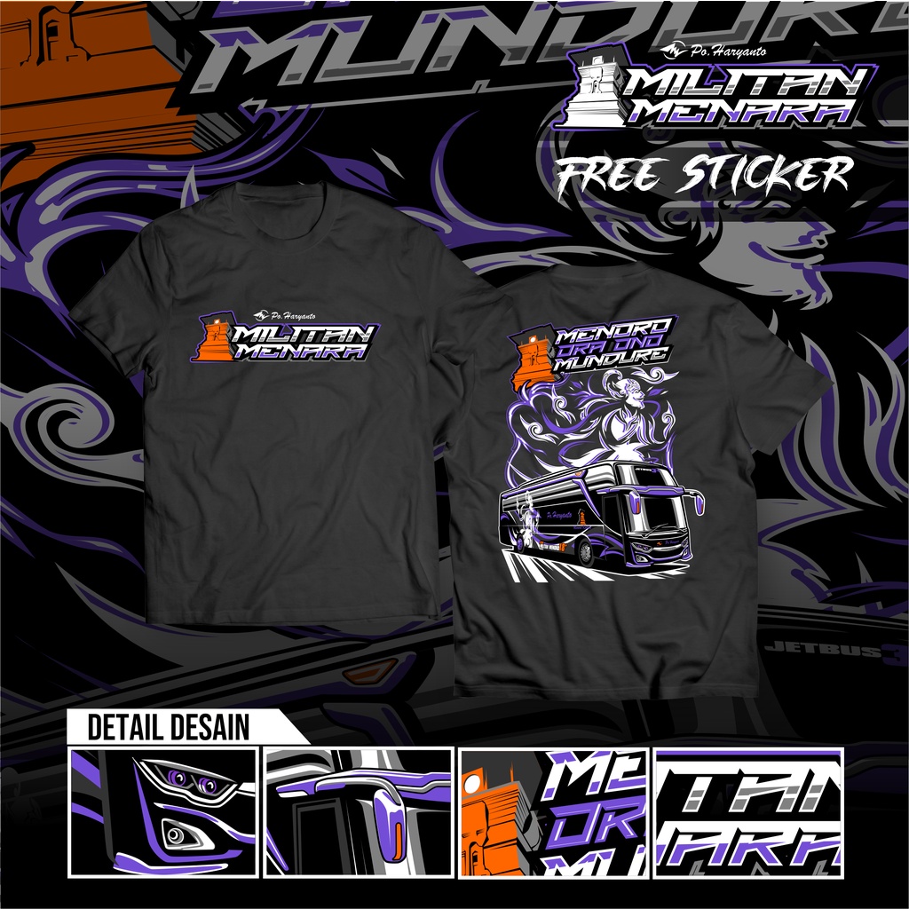 Kaos Baju Bus Bis Mania Bismania Po Haryanto Jetbus HM HR Militan Menoro Menara Wayang Werkudoro Adi