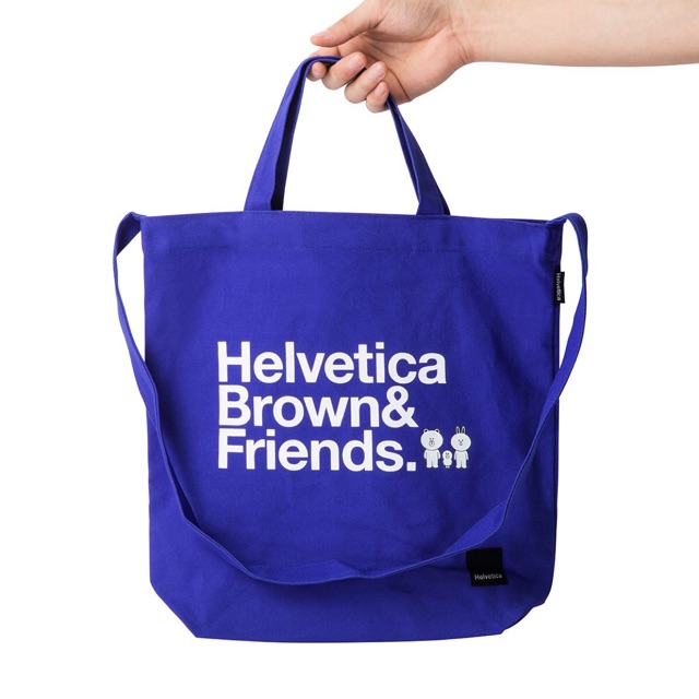 READY OFFICIAL Line Friends [Brown & Friends] Helvetica Tote Bag