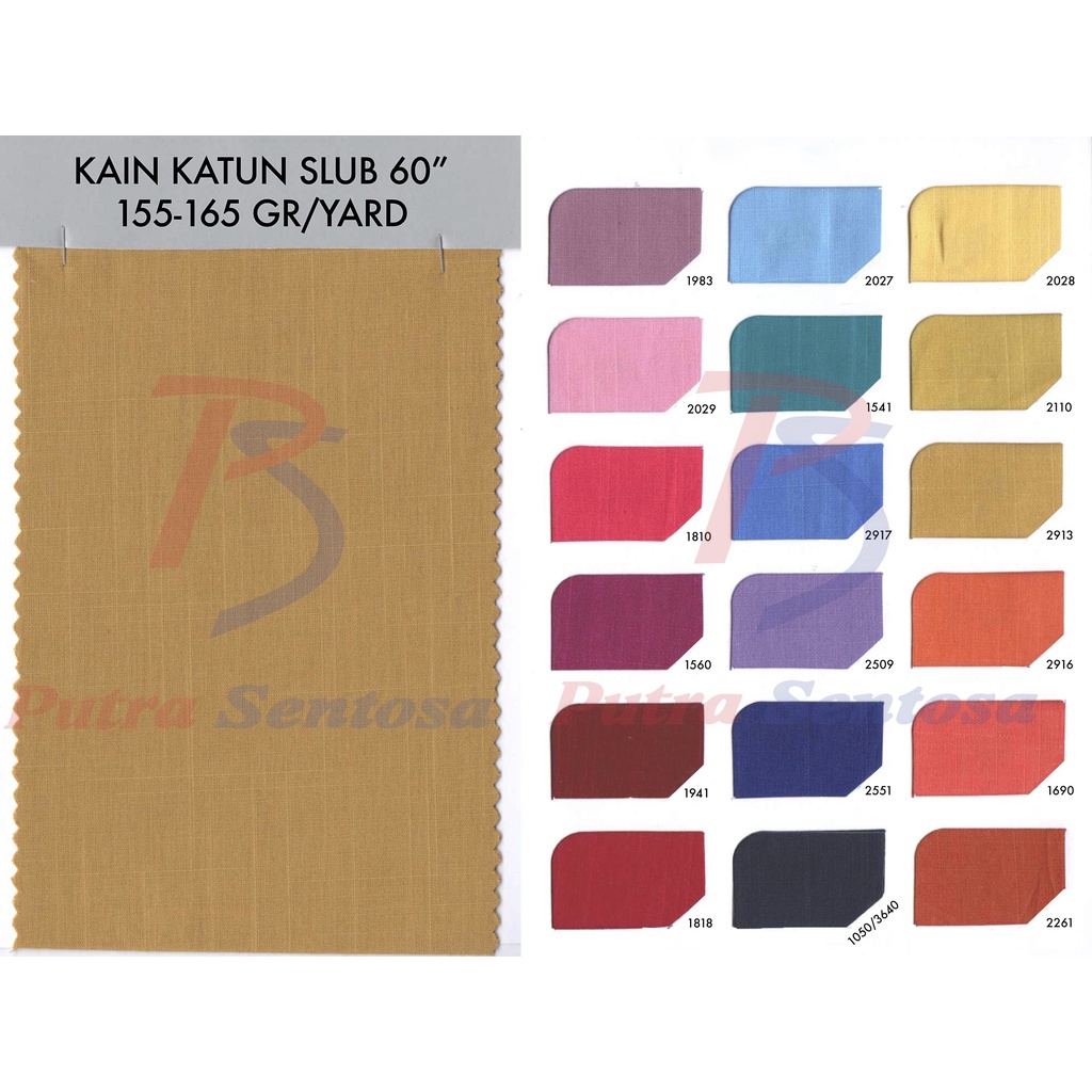 Kain Katun Slub 60" eceran ecer khusus 2 yard sample (MINIMAL BELANJA 2 YARD PER WARNA)