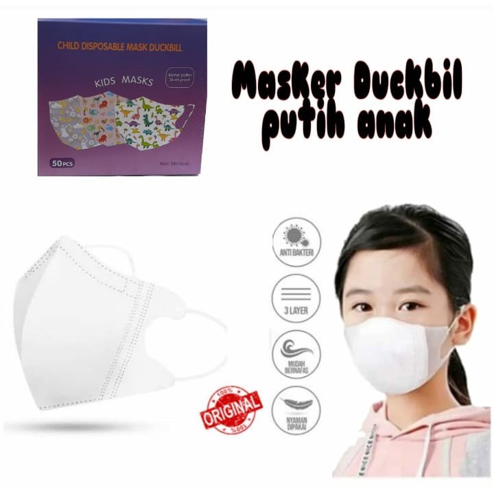 Masker Duckbill Anak-Remaja Polos Warna IMPORT Anti Virus Disposable Earloop Fashion mask 3Ply