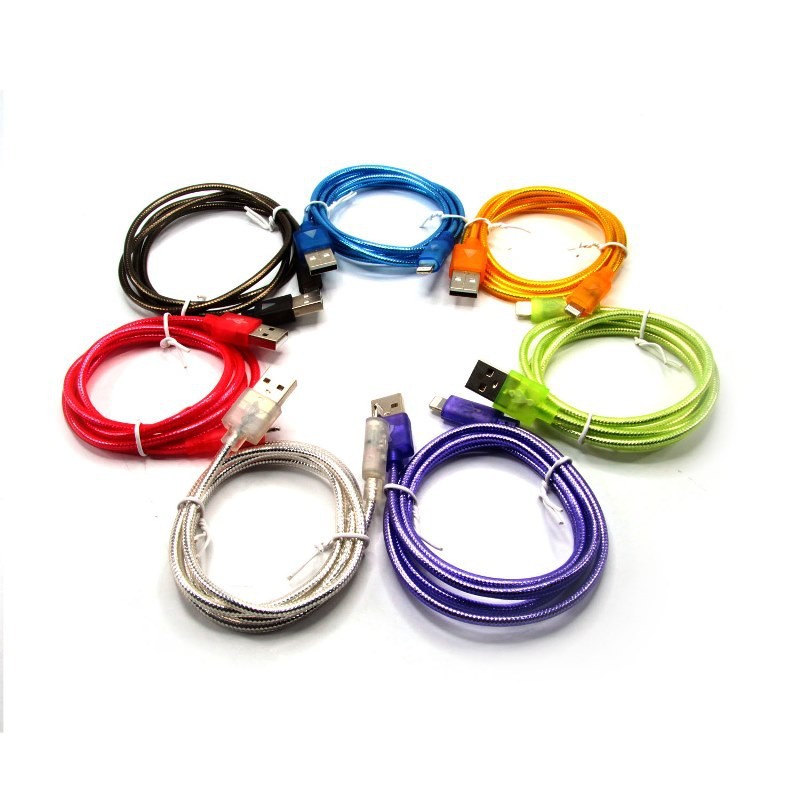 Kabel Data USB Transparan Lighting Selang LED 1 M For Iphon Fast Charging - Hitam