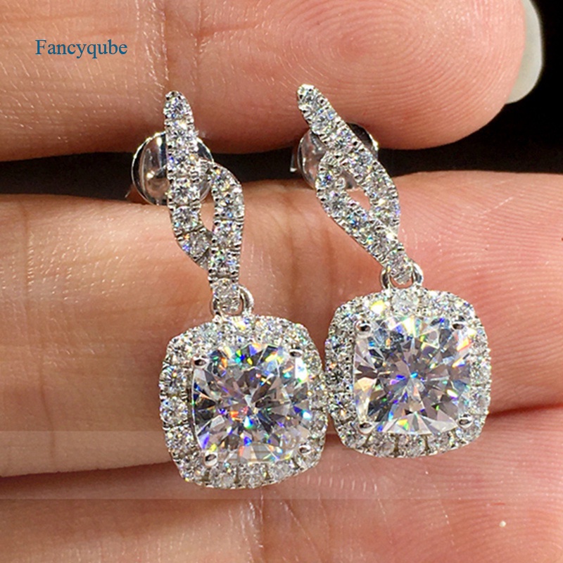 Fancyqube Anting Stud Tindik Bentuk Hati Cubic Zirconia Aaa Untuk Wanita