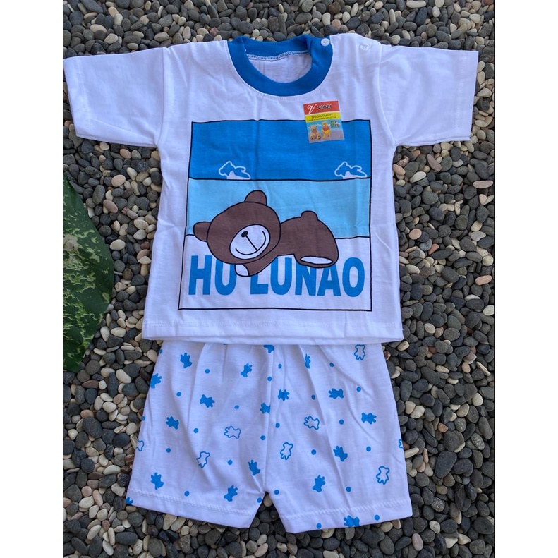 baju bayi murah lucu motif beruang hulanao setelan 3-18 bulan (PD028)