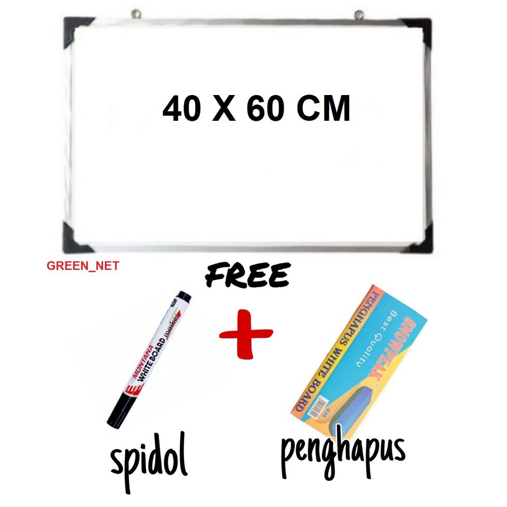 

(FREE SPIDOL DAN PENGHAPUS) Papan Tulis Spidol dan Kapur Whiteboard / Blackboard Ukuran 40X60 BACA DESKRIPSI!!