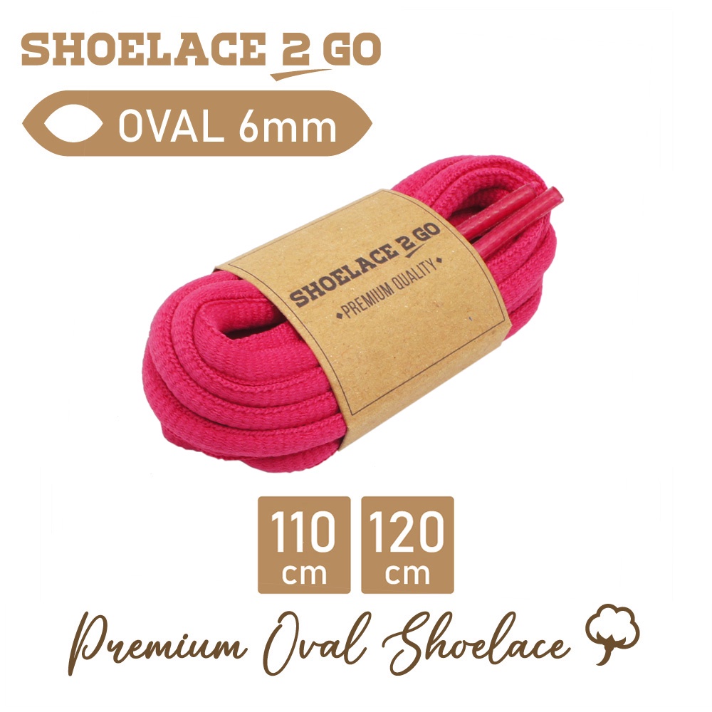 SHOELACE 2 GO PREMIUM TALI SEPATU LONJONG OVAL G1 - HOT PINK - 110CM 120CM