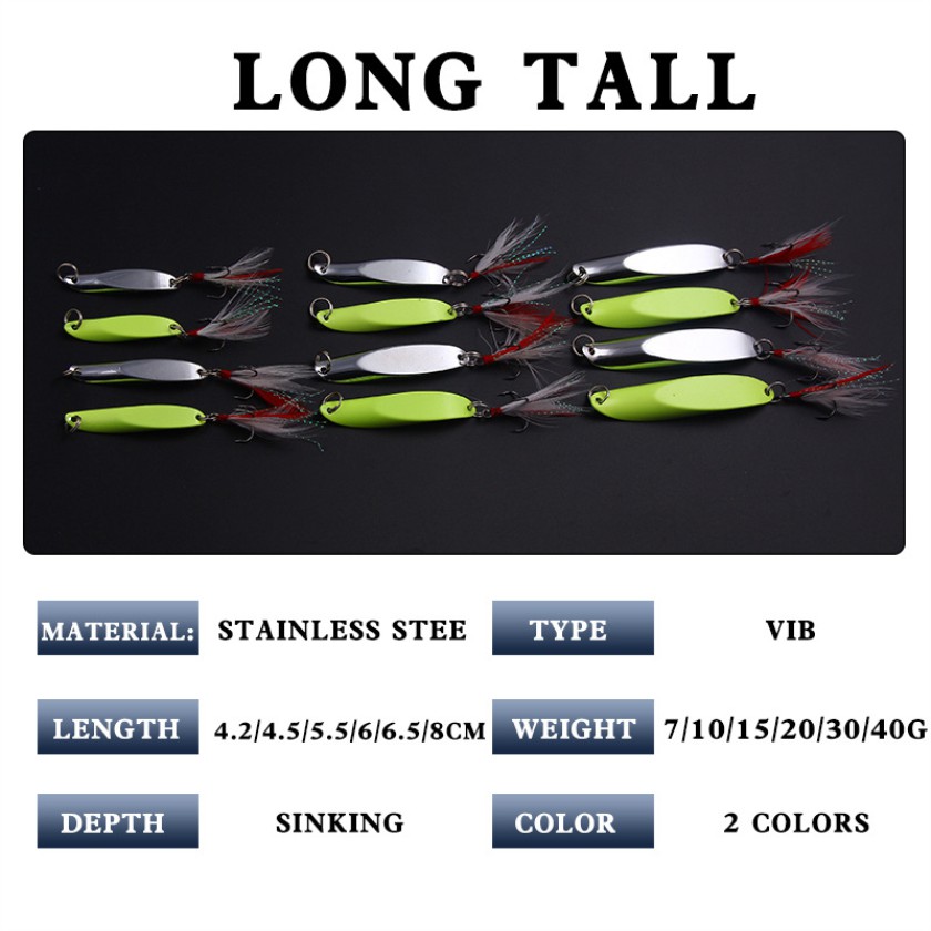 2Pcs Luminous Spoon Spinner Umpan Pancing 7/10/15/20g Swimbait Fishing Lure Ikan Bass Bait Kail Bait